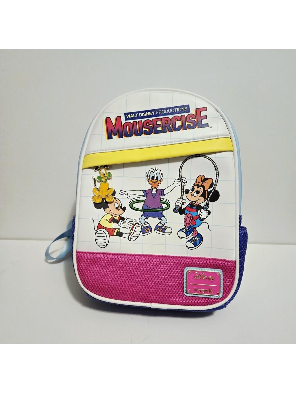 Loungefly Disney Mousercise Mini Backpack Bag Mickey Minnie Donald Pluto NWT